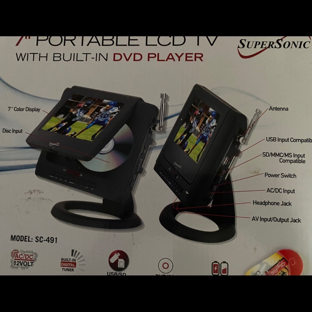 7” Portable TV w/ DVD Player